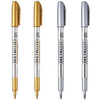 Dyvicl Premium Metallic Markers Pens - Silver and Gold Paint Pens for Black Paper, Glass, Rock Painting, Halloween Pumpkin, Card Making, Scrapbook