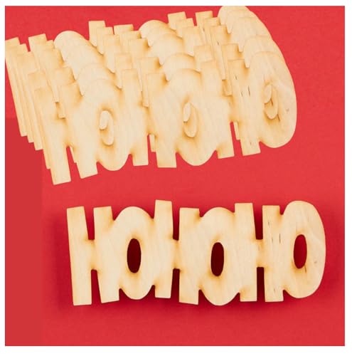 Unfinished Wood "HOHOHO" Cutouts Set of 6 by Factory Direct Craft - Made in The USA for Christmas Decorating, Crafts and DIY Projects (6-3/4 Inches Factory Direct Craft