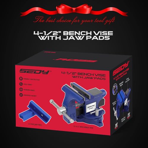 Heavy Duty Bench Vise 4.5 Inch: Table Clamp Woodworking Vice Press Drill Tools Workbench Wood Metal Pipe Work Shop Block Swivel Slide Cross Welding SEDY