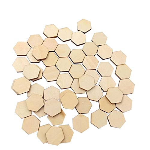 SEWACC 200pc Unfinished Wood Craft Wood Shapes Wood Slices Honeycomb Wood Chips Festival Wood Ornaments Wood Honeycomb Cutouts Wooden Tile Beehive SEWACC