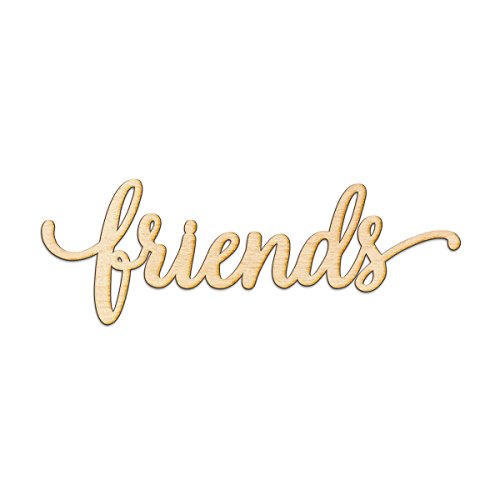 Woodums – Friends Script Wooden Wall Art Decor, Unfinished Wood Sign for Family Room Decor, Charlie Script Letter Wood Cutout, 24 x 8 Inches Wall Woodums