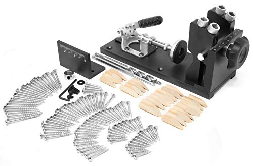 WEN Pocket Hole Jig Kit, Metal, Step Drill Bit, Self-Tapping Screws, and L-Base (WA1527) WEN