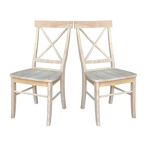 International Concepts Pair of X-Back Dining Chairs, Unfinished Wood IC International Concepts