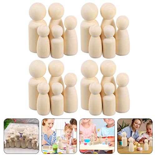 Toyvian 50pcs White Embryo Wood Doll Peg Doll Kit Unfinished Peg Dolls Wood Peg Dolls Natural Wooden Mushroom Kids Glass Mushroom Painting Puppets Toyvian