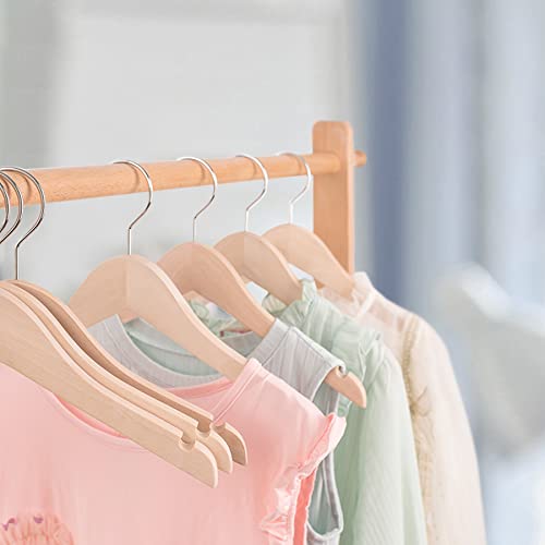 Nature Smile 20 Pack Unfinished/Natural Kids Baby Children Toddler Wooden Shirt Dress Coat Hangers with No Painting - 360°Stronger Anti-Rust Chrome Nature Smile