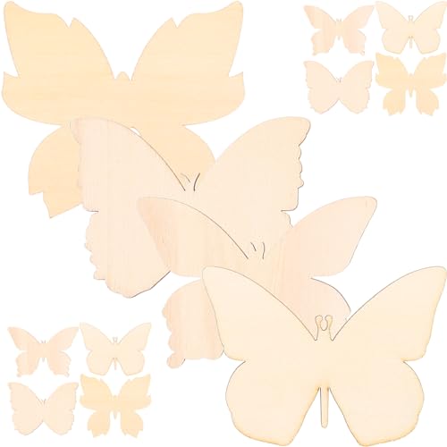 KALLORY 48pcs Unfinished Wooden Cutouts Butterfly Wood Cutouts Butterflies Blank Wood Slices Animals Painting Crafts for Kids DIY Home Decoration KALLORY