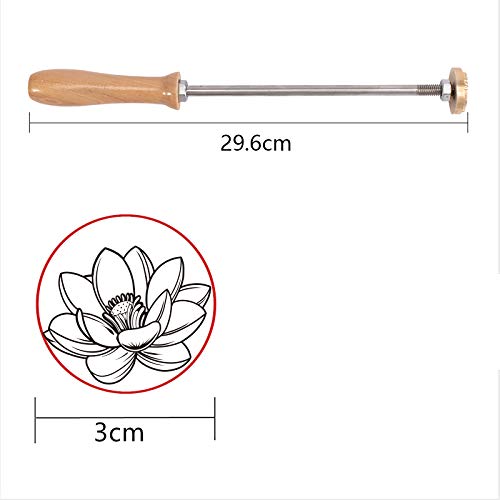 Lotus Pattern Wood Branding Iron with Wooden Handle - 1.2” Stamp for Leather, Wood & BBQ SUPERFINDINGS