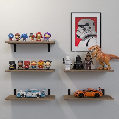 DOLLFIO Floating Shelves, 5 Sets Wall Shelves, Wood Floating Shelves for Bedroom Wall Décor, Wall Mounted Floating Bathroom Shelf for Storage, DOLLFIO