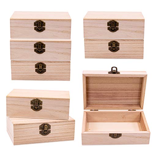 Upper Midland Products 8 Pk Wooden Boxes For Crafts, Unfinished Wood Boxes 5.875 In x 3.8 In x 2 in Upper Midland Products