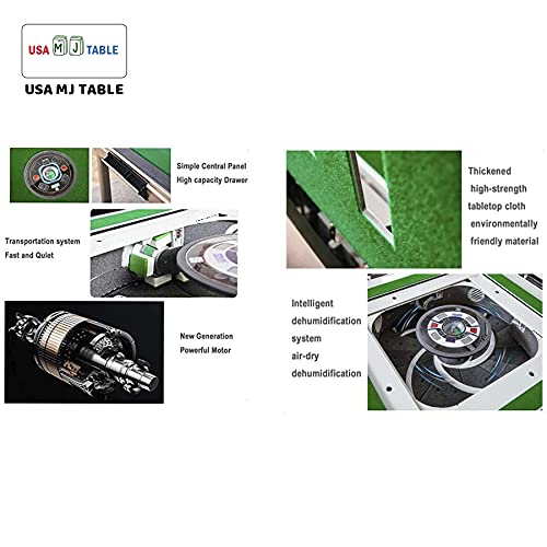 USA MJ Table 44mm Tiles Automatic Mahjong 4 Legs Dining Game Table, Chinese Style, Comes 2 Sets of Magnetic Tiles & One Year Warranty (Not for 152 WPYST