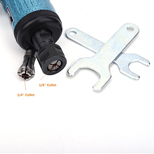 SHININGEYES Air Die Grinder with 1/4" and 1/8" Collets Air Compressor Tool, Air Straight Grinder and Air Angle Grinder (straight grinder) SHININGEYES
