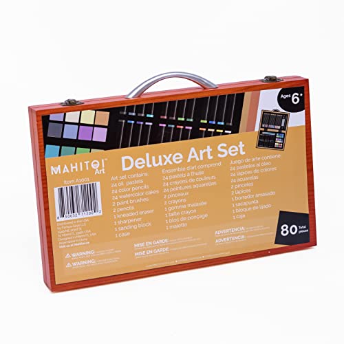 MAHITOI 80+ Pieces Deluxe Artist Studio Creativity Set Wood Box Case - Art Painting, Sketching Drawing Set, Starter Kit & Educational Profesional Art