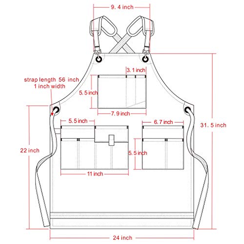 Jeanerlor Waxed Canvas Work Apron for Women with 11 Pockets Water-Resistant Tool Apron Smart Cross-Back Straps Design Adjustable S-M (Coffee) Jeanerlor