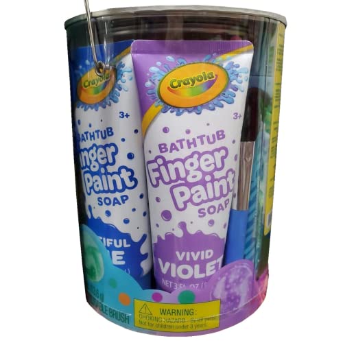 Crayola Bathtime Activity Bucket Kid's Bundle, 30-Piece Set with Bath Bombs, Colorful Finger Paint Soap Tubes, Body Wash Pens, Bath Drops, Palette, Crayola
