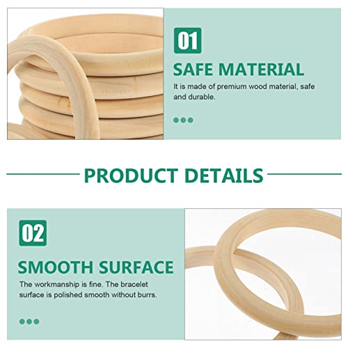 10pcs Wood Bangle Bracelets Unfinished Natural Round Wooden Ring for DIY Craft Project Making Yardwe