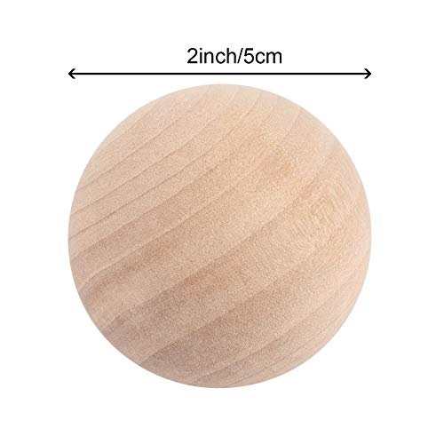 HAKZEON 45 PCS 2 Inch Wooden Round Ball, Unfinished Wood Spheres with Smooth Surface Natural Wooden Rounds for DIY, Arts, Crafts and Projects HAKZEON