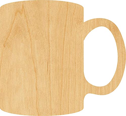 3 Pcs Mug Supply 3" Wooden Shape Ornaments Unique Unpainted Smooth Surface Unfinished Laser Cutout Wood Sheets Boards for Crafts 1/8 Inch Thick Plate WoodArtSupply