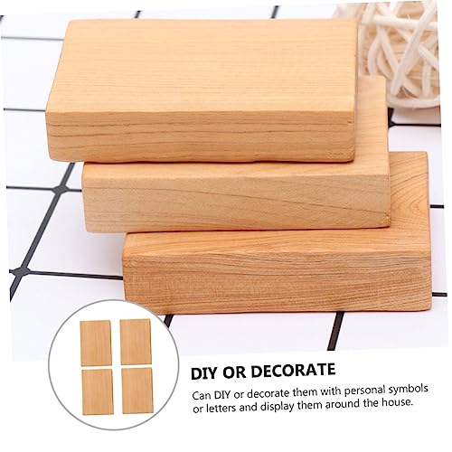 VILLCASE 4pcs Carved Wood Block Toy Natural Crafting Wood Blocks Unfinished Wood Cubes Kid Blocks DIY Wooden Building Blocks Wood Whittling Kit Kid VILLCASE