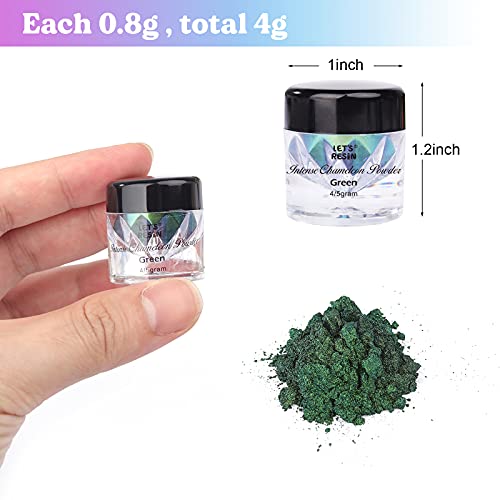 LET'S RESIN Mica Powder,Intense Chameleon Powder, Colorshift Mica Powder for Epoxy Resin Crafts/Tumblers, Chrome Powder Pigment for Chameleon Nail LET'S RESIN