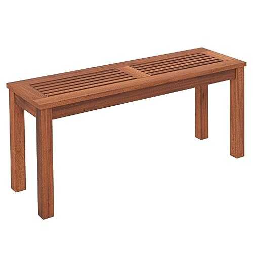 Tangkula Solid Wood Loveseat Bench for Indoor and Outdoor Relaxation, 39.5" Slatted Seat for Two Tangkula