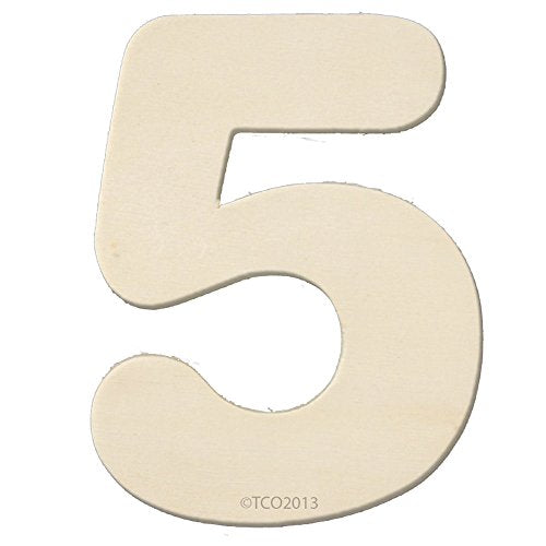 4" Wooden Number 4mm Thick About 3-1/4" Wide Number (5) Unfinished Plywood Number The Crafts Outlet