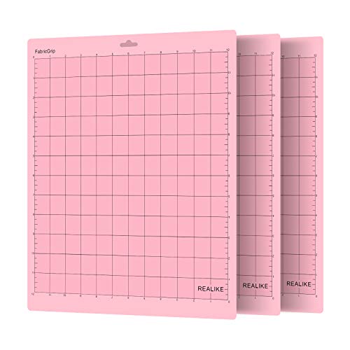 REALIKE 12x12 FabricGrip Cutting Mat for Cricut Maker 3/Maker/Explore 3/Air 2/Air/One(3 Mats), Fabric Adhesive Sticky Cut Mats Replacement REALIKE