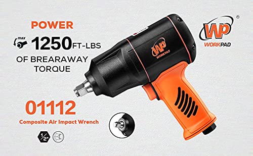 WORKPAD 1/2-Inch Composite Air Impact Wrench with Twin Hammers, Pneumatic Tools WP WORKPAD