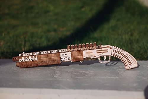 Wood Trick Shotgun 3D Wooden Puzzles for Adults and Kids to Build - Detailed Construction - 23x8″ - Wooden Model Kits for Adults and Teens to Build - Wood Trick