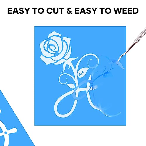 HTVRONT Stencil Vinyl- 12” x 50 FT Light Blue Adhesive Stencil Vinyl for Cricut & Silhouette Machine,Stencil Vinyl Roll for Crafting Decoration HTVRONT