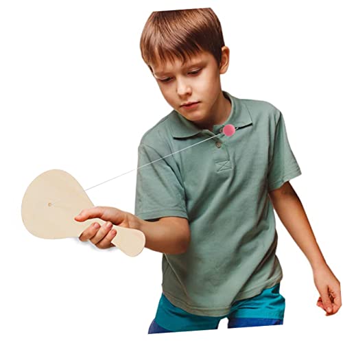 Cabilock 10pcs White Billet Wooden Racket Wooden Jigsaw Puzzles for Kids Kid Tennis Racket Kids Beach Toys Pickleball Paddle Classic Paddleball Game Cabilock