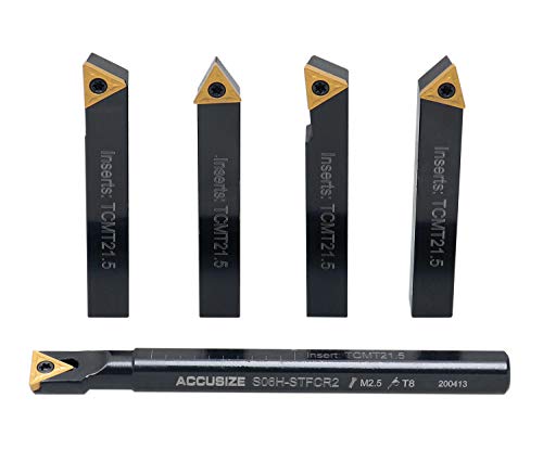 Accusize Industrial Tools 3/8" 5ps/set Indexable Turning Tool Set (4Ps turning + 1 PC boring), 2386-0038 Accusize Industrial Tools