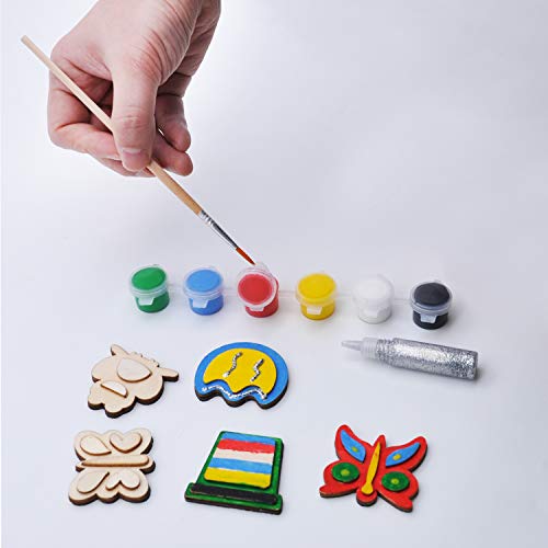 JOYIN 13 Wooden Magnet Creativity Arts & Crafts Painting Kit for Kids, Decorate Your Own Painting Gift for Easter Basket Stuffers, Birthday Parties JOYIN