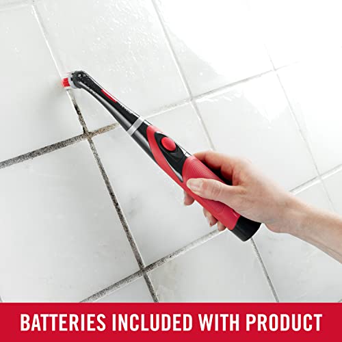 Rubbermaid Reveal Cordless Battery Power Scrubber, Gray/Red, Multi-Purpose Scrub Brush Cleaner for Grout/Tile/Bathroom/Shower/Bathtub, Water Rubbermaid