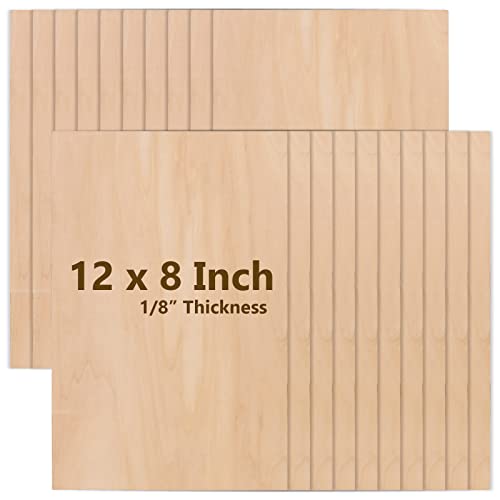MAHIONG 20 Pack 12 x 8 x 1/8 Inch Basswood Sheets, Rectangular Plywood Balsa Wood Sheet Unfinished Craft Blank Wooden Pieces Board for DIY Ornaments MAHIONG
