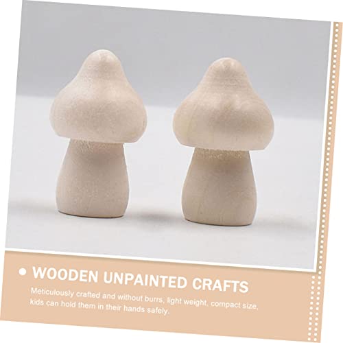 DECHOUS 40pcs Wooden Fruit Ornaments Wooden Mushroom Crafts DIY Unfinished Mushroom Natural Unfinished Mushrooms DIY Mushroom Graffiti Wooden Toy DECHOUS