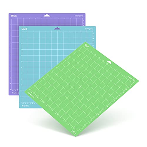 Diyit 12x12 Cutting Mat for Cricut Maker 3/Maker/Explore 3/Air 2/Air/One(Lightgrip/Standardgrip/Stronggrip) 3 Pieces Cutting Mats for Crafts DIYIT