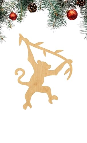 3 Pcs Swinging Monkey Supply 3" Wooden Shape Ornaments Unique Unpainted Smooth Surface Unfinished Laser Cutout Wood Sheets Boards for Crafts 1/8 Inch WoodArtSupply