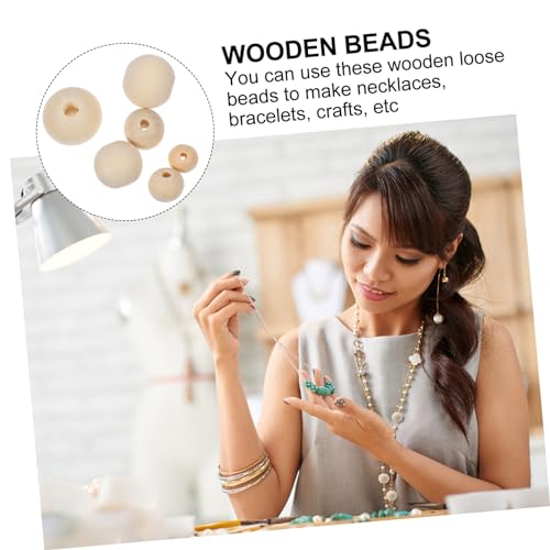 DIYEAH 300 Pcs Wooden Beads African Beads Unfinished Wood Spacer Beads Craft Wood Wreath Beads Wood Beads for Crafts Semi Precious Beads DIY DIYEAH