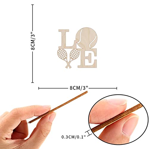Love Tennis Wood Craft,Unfinished Wooden Cutout Art,DIY Wood Sign, Inspirational Farmhouse Wall Plaque,Rustic Home Decor for Living Room Bedroom Arupkeer