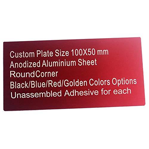 Ebamaz Anodized Aluminium Laser Engraved Mount Metal Plate Etching Sheets 100X50X0.5mm Round Corner with Adhesive (Red,Blank,10PCS) ebamaz