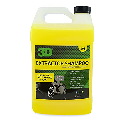 3D Extractor Carpet Cleaner Shampoo for Machine Use - Upholstery Cleaner, Stain Remover & Odor Eliminator - Low Foam, No Residue Formula 1 Gallon 3D