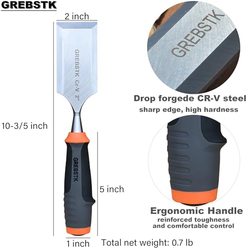 GREBSTK 2 inch Professional Wood Chisel for Woodworking, CR-V Steel Chisel, Woodworking Chisel GREBSTK
