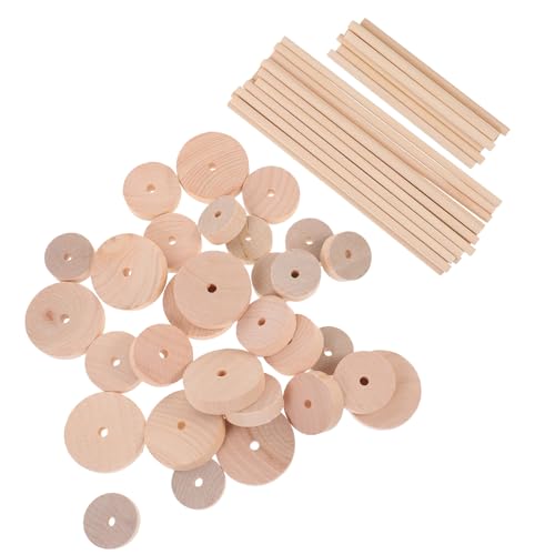 ifundom 1 Set Wooden Wheel Wooden Toy Wheels Small Dowels for Crafts Small Car Accessories Wooden Craft Toys Mini an Fittings Kid Toys Wood Wheels ifundom