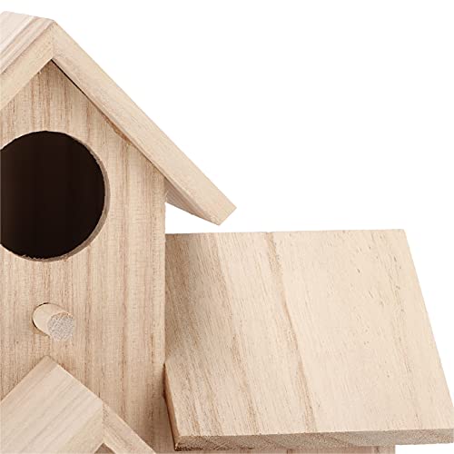 Pssopp Outdoor Birdhouse Unfinished Wood Bird House Kits to Paint for Kids Birdcages for Outdoors Hanging, 15.5 x 15.5 x 20cm(3 Rooms) Pssopp
