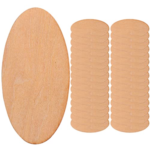 TEHAUX 50pcs Oval Wood Chips Unfinished Wood Chip Wood Slices for Centerpieces Oval Wood Slices Rustic Wooden Cutout Wood Craft Material Blank Wood TEHAUX
