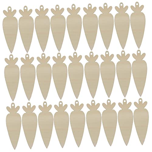 Gogogmee 30Pcs Carrot DIY Woodsy Decor Arts and Crafts for Kids Wooden Crafts Easter Carrot Hanging Ornaments DIY Carrot Slices Easter Wood Cutouts Gogogmee