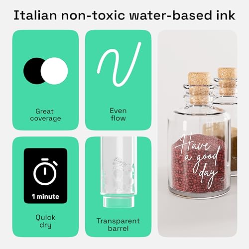 ARTISTRO 2 White Acrylic Paint Pens for Rock Painting Ceramic Wood Glass Tire Plastic - 0.7mm Extra Fine Tip Paint Markers Ideal for Labeling DIY ARTISTRO