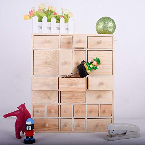 Vencer Wooden Countdown to Christmas Advent Calendar Storage Organizer with 24 Drawers,Jewelry Box,Desktop Organizer,DIY Unfinished Wood,Measures Vencer