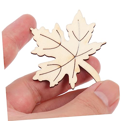 DECHOUS 40pcs Wood Decor Woodsy Decor Unfinished Wood Crafts Crafting Ornament Wood Ornaments for Crafts Maple Leaf Wood Decorations Wood Chips Patch DECHOUS