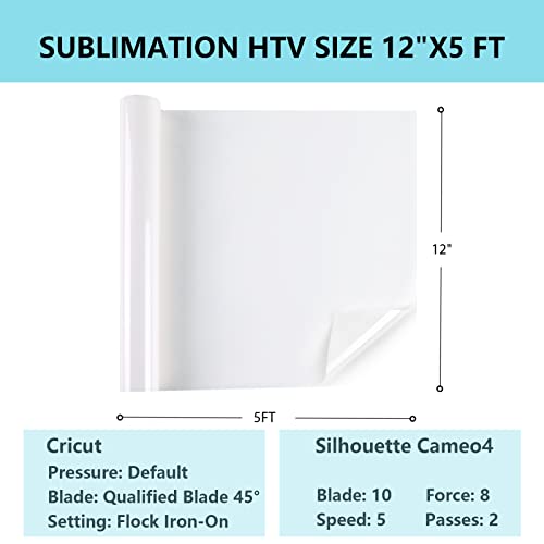 HTVRONT Sublimation HTV for Dark Fabric/Light Fabric - Matte Sublimation Vinyl 12" X 5FT - Sublimation Blanks for Sublimation Shirts/Bag/Hat/Pillow HTVRONT
